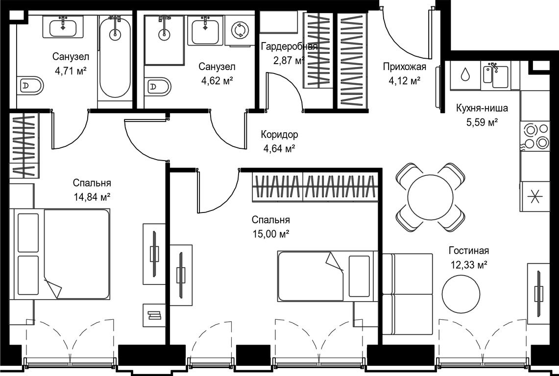 2-BD Apartment Sale, 68.72 sq. m. at Seliger City, Ilmenskiy Drive, 14к3, Moscow, Russia #2 2-BD Apartment Sale, 68.72 sq. m. at Seliger City, Ilmenskiy Drive, 14к3, Moscow, Russia #2