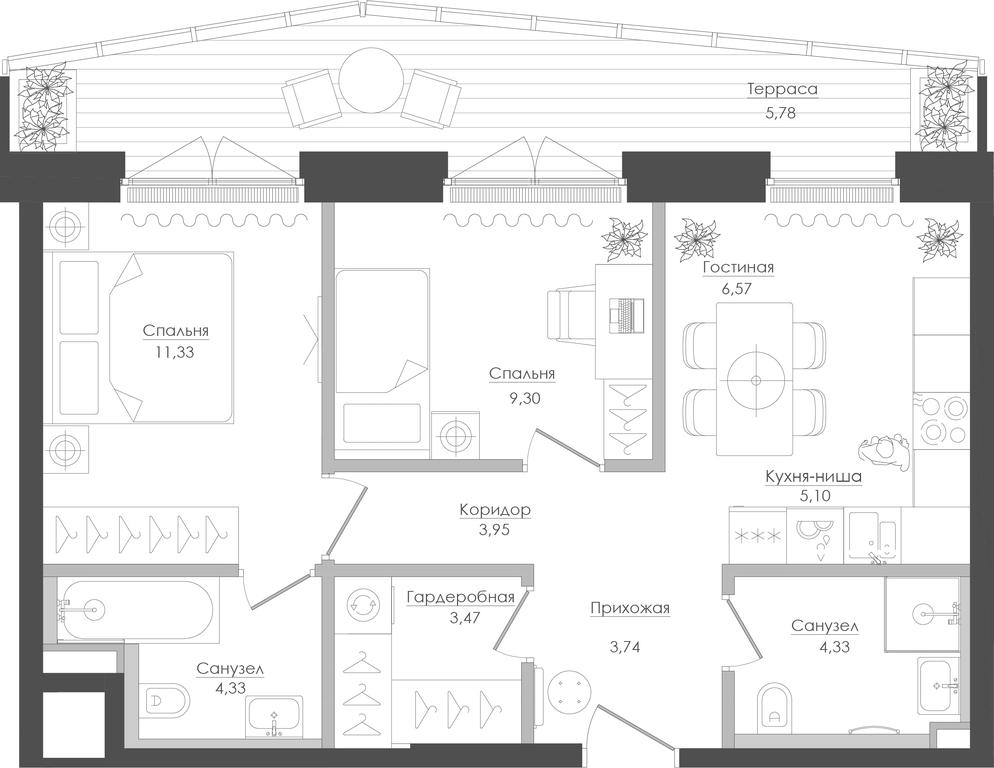 2-BD Apartment Sale, 60.16平方米 at Seliger City, Ilmenskiy Drive, 14к3, Moscow, Russia #1