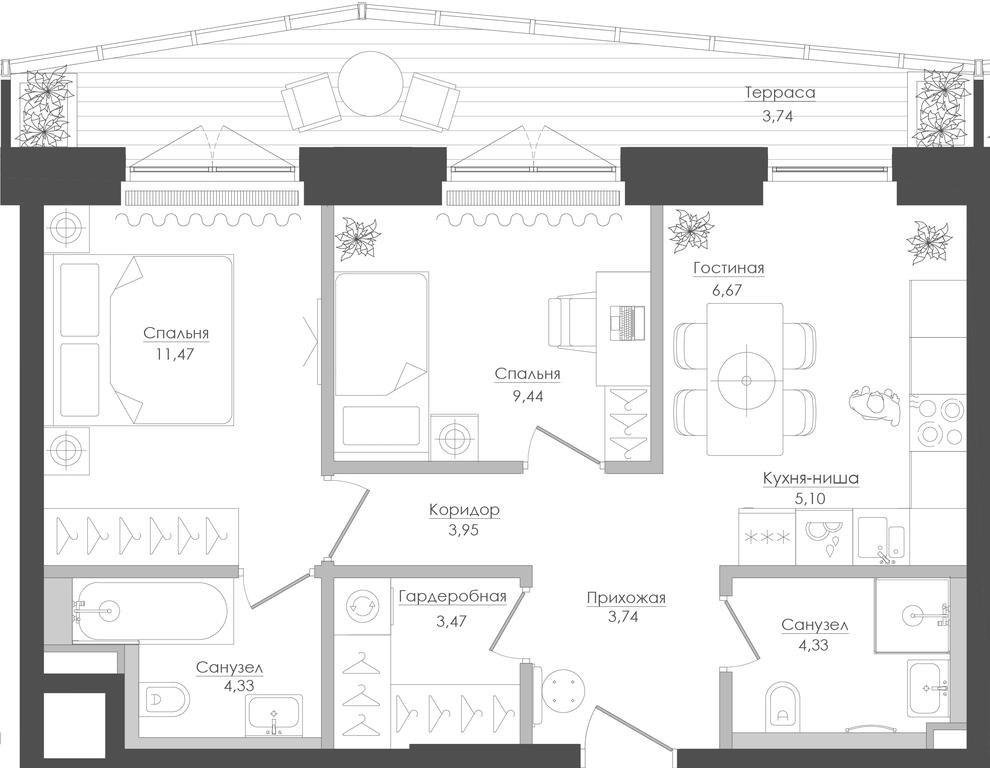 2-BD Apartment Sale, 57.76 sq. m. at Seliger City, Ilmenskiy Drive, 14к3, Moscow, Russia #1