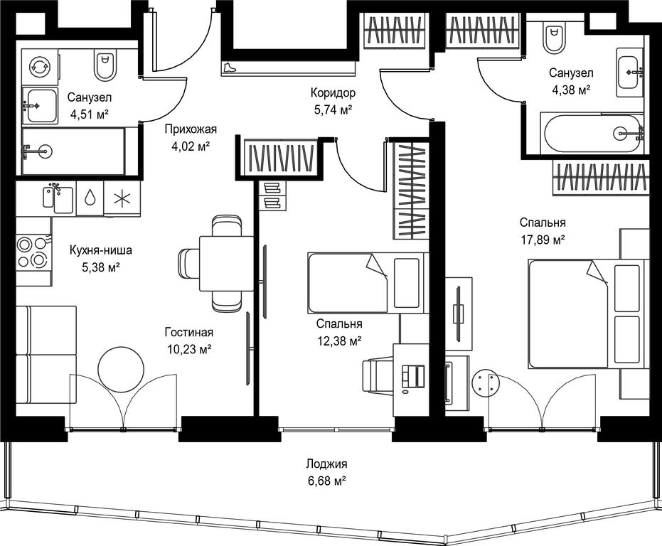 2-BD Apartment Sale, 71.21平方米 at Seliger City, Ilmenskiy Drive, 14к3, Moscow, Russia #2 2-BD Apartment Sale, 71.21平方米 at Seliger City, Ilmenskiy Drive, 14к3, Moscow, Russia #2