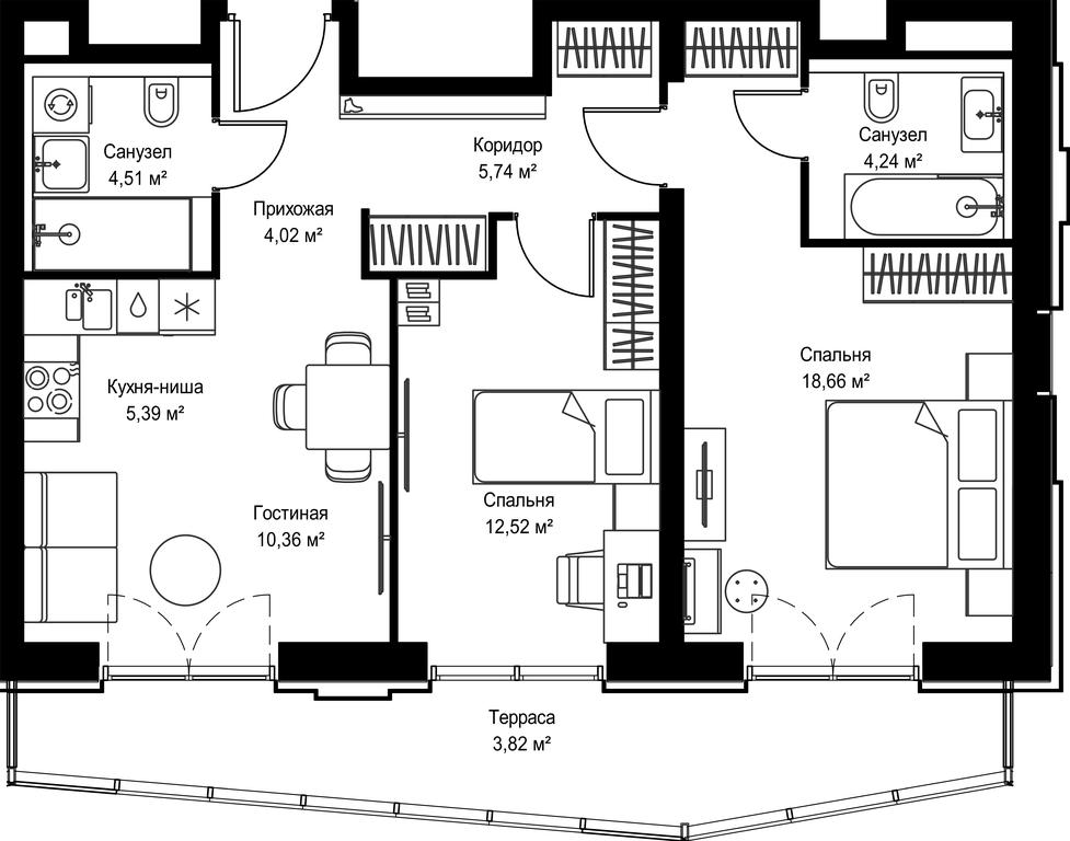 2-BD Apartment Sale, 69.26 sq. m. at Seliger City, Ilmenskiy Drive, 14к3, Moscow, Russia #2 2-BD Apartment Sale, 69.26 sq. m. at Seliger City, Ilmenskiy Drive, 14к3, Moscow, Russia #2