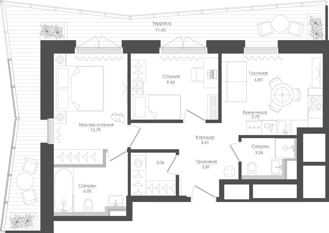 2-BD Apartment Sale, 70.32 sq. m. at Seliger City, Ilmenskiy Drive, 14к3, Moscow, Russia #1