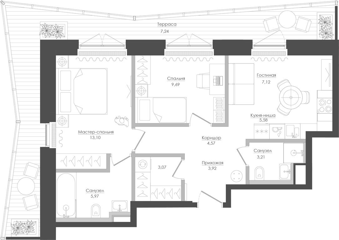 2-BD Apartment Sale, 65.29 sq. m. at Seliger City, Ilmenskiy Drive, 14к3, Moscow, Russia #1 2-BD Apartment Sale, 65.29 sq. m. at Seliger City, Ilmenskiy Drive, 14к3, Moscow, Russia #1