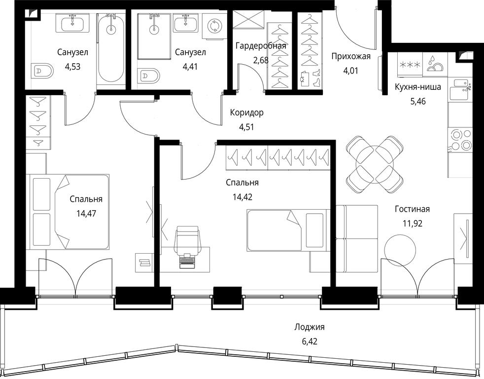 2-BD Apartment Sale, 75.33平方米 at Seliger City, Ilmenskiy Drive, 14к3, Moscow, Russia #1 2-BD Apartment Sale, 75.33平方米 at Seliger City, Ilmenskiy Drive, 14к3, Moscow, Russia #1