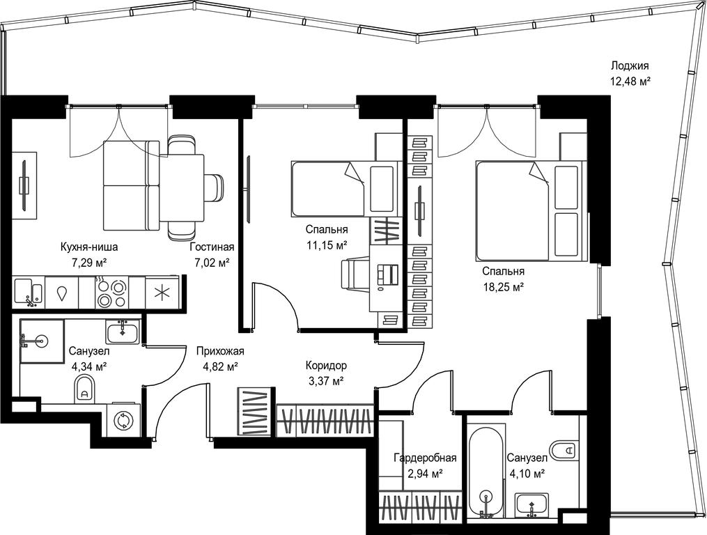 2-BD Apartment Sale, 75.76平方米 at Seliger City, Ilmenskiy Drive, 14к3, Moscow, Russia #2 2-BD Apartment Sale, 75.76平方米 at Seliger City, Ilmenskiy Drive, 14к3, Moscow, Russia #2