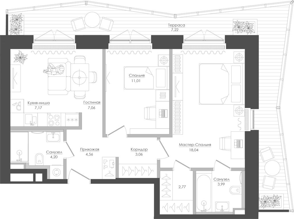 2-BD Apartment Sale, 70.83 sq. m. at Seliger City, Ilmenskiy Drive, 14к3, Moscow, Russia #1 2-BD Apartment Sale, 70.83 sq. m. at Seliger City, Ilmenskiy Drive, 14к3, Moscow, Russia #1