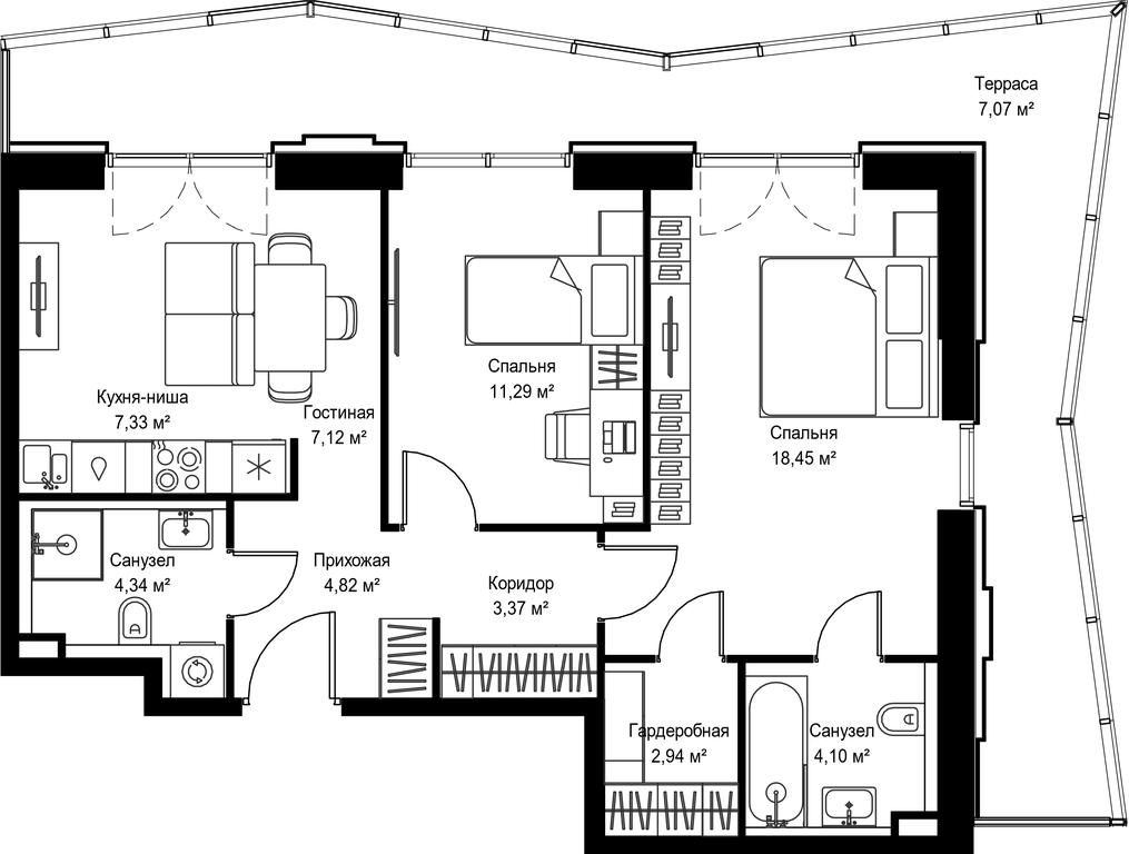 2-BD Apartment Sale, 70.83平方米 at Seliger City, Ilmenskiy Drive, 14к3, Moscow, Russia #2 2-BD Apartment Sale, 70.83平方米 at Seliger City, Ilmenskiy Drive, 14к3, Moscow, Russia #2