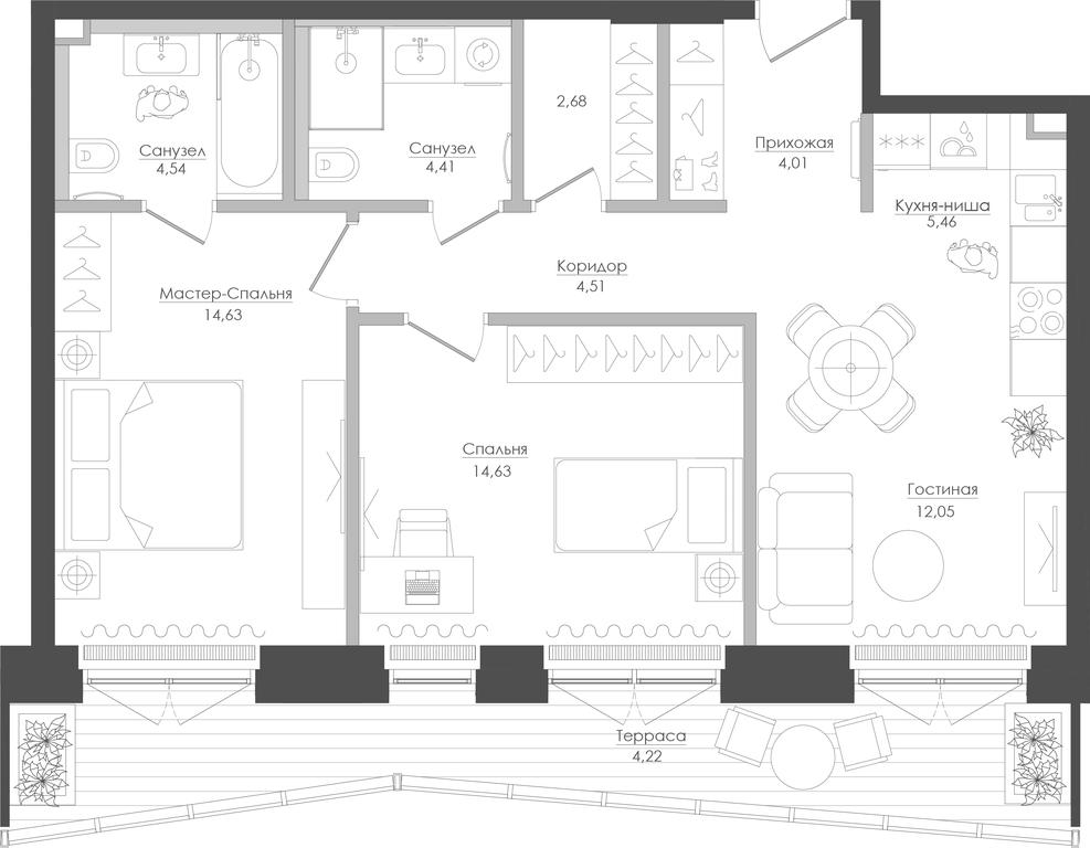 2-BD Apartment Sale, 72.8平方米 at Seliger City, Ilmenskiy Drive, 14к3, Moscow, Russia #1 2-BD Apartment Sale, 72.8平方米 at Seliger City, Ilmenskiy Drive, 14к3, Moscow, Russia #1