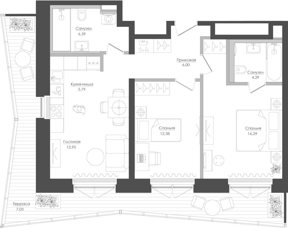 2-BD Apartment Sale, 72.64 sq. m. at Seliger City, Ilmenskiy Drive, 14к3, Moscow, Russia #1