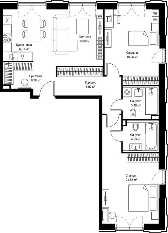 2-BD Apartment Sale, 90.32 sq. m. at Seliger City, Ilmenskiy Drive, 14к3, Moscow, Russia #2 2-BD Apartment Sale, 90.32 sq. m. at Seliger City, Ilmenskiy Drive, 14к3, Moscow, Russia #2