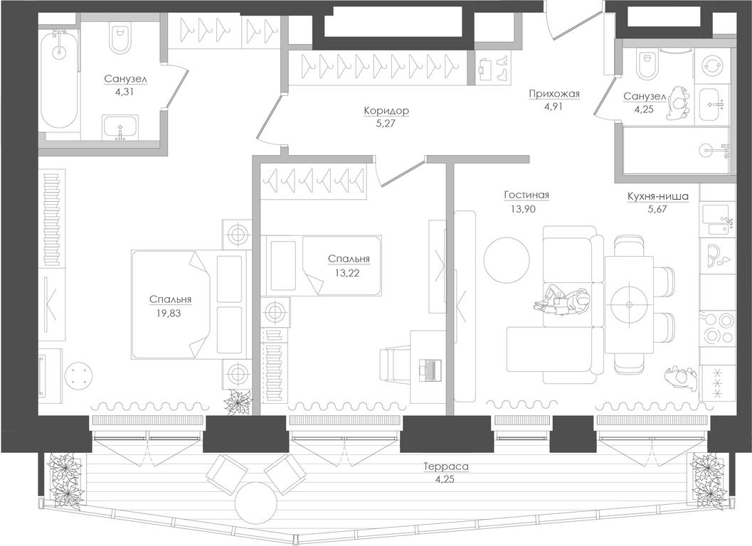 2-BD Apartment Sale, 77.27 sq. m. at Seliger City, Ilmenskiy Drive, 14к3, Moscow, Russia #1 2-BD Apartment Sale, 77.27 sq. m. at Seliger City, Ilmenskiy Drive, 14к3, Moscow, Russia #1