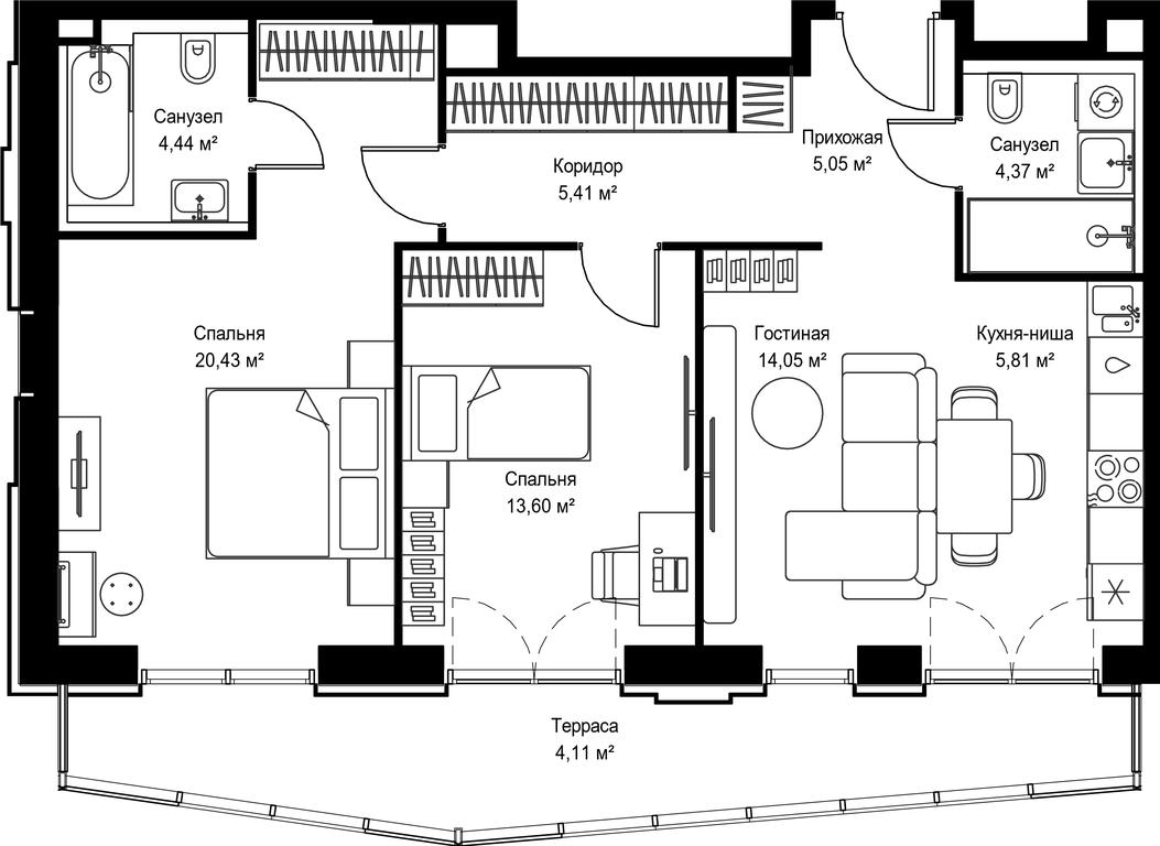2-BD Apartment Sale, 77.27平方米 at Seliger City, Ilmenskiy Drive, 14к3, Moscow, Russia #2 2-BD Apartment Sale, 77.27平方米 at Seliger City, Ilmenskiy Drive, 14к3, Moscow, Russia #2