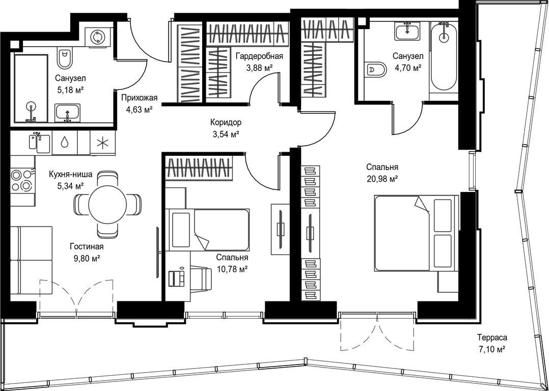 2-BD Apartment Sale, 76.11平方米 at Seliger City, Ilmenskiy Drive, 14к3, Moscow, Russia #2 2-BD Apartment Sale, 76.11平方米 at Seliger City, Ilmenskiy Drive, 14к3, Moscow, Russia #2