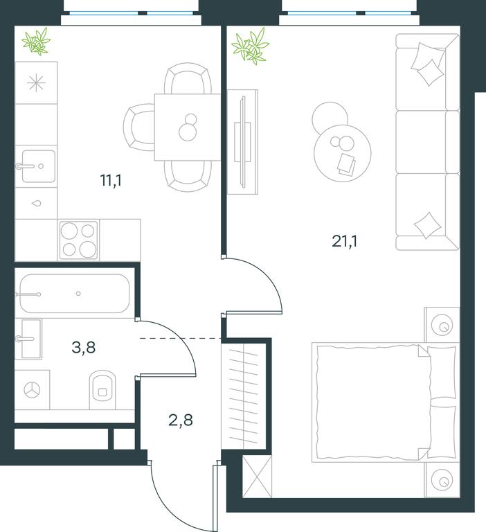 Apartment Sale, 38.8平方米 at Level Michurinskiy, Озёрная улица, вл1, Москва, Россия #1