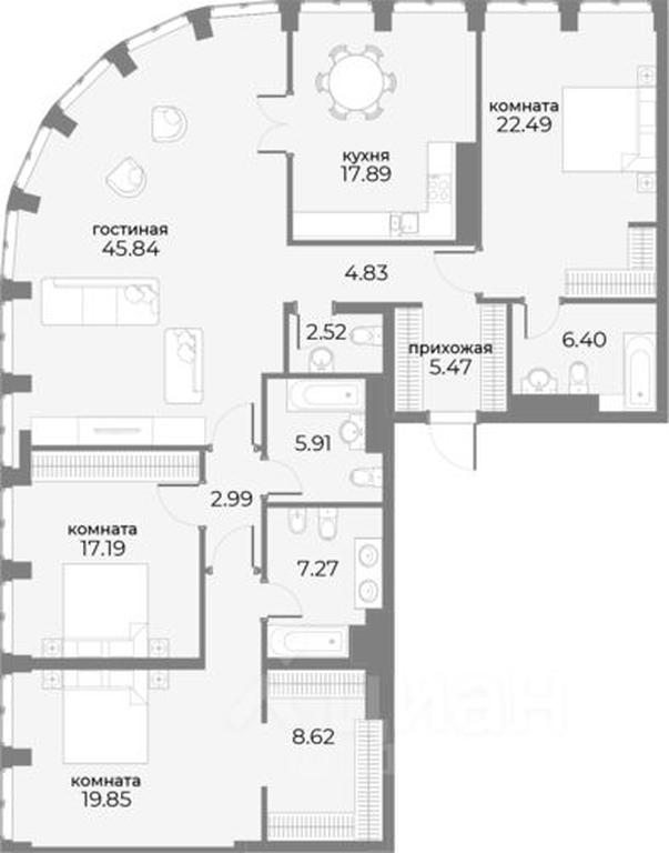 3-BD Apartment Sale, 173.2 sq. m. at SkyView, Druzhinnikovskaya Street, 15, Moscow, Russia #1
