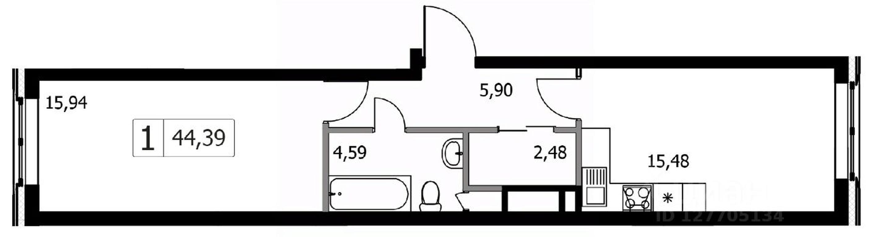 Apartment Sale, 44.39 sq. m. at Gorodskie istorii (Rasskazovka), Anny Akhmatovoy Street, Vnukovskoye Settlement, Moscow, Russia #1