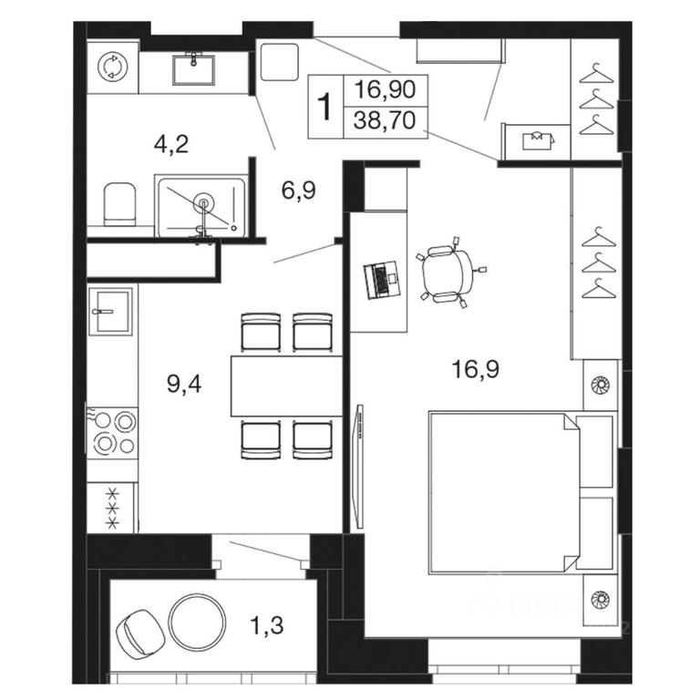 Apartment Sale, 38.7 sq. m. at Vremena goda, Proletarskaya ulitsa, Aprelevka, Naro-Fominskiy City District, Moscow Region, Russia #1