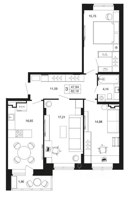 2-BD Apartment Sale, 82.18 sq. m. at Vremena goda, Proletarskaya ulitsa, Aprelevka, Naro-Fominskiy City District, Moscow Region, Russia #1