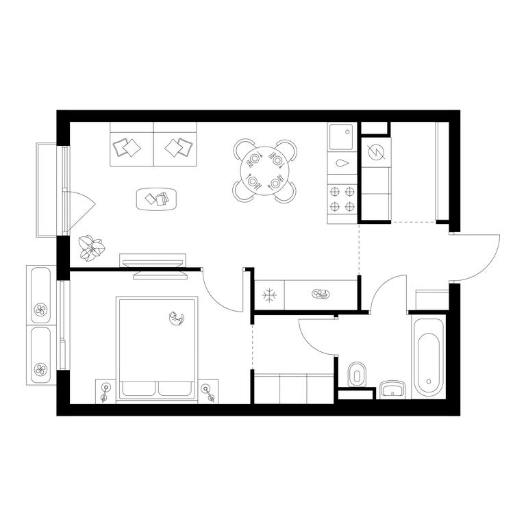 1-BD Apartment Sale, 41平方米 at Salarevo Park, Salaryevskaya Street, 8к1, Moskovskiy Settlement, Moscow, Russia #1