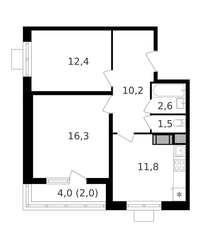 2-BD Apartment Sale, 57.4 sq. m. at Oktiabrskoe Pole, Berzarina Street, 32к1, Moscow, Russia #1
