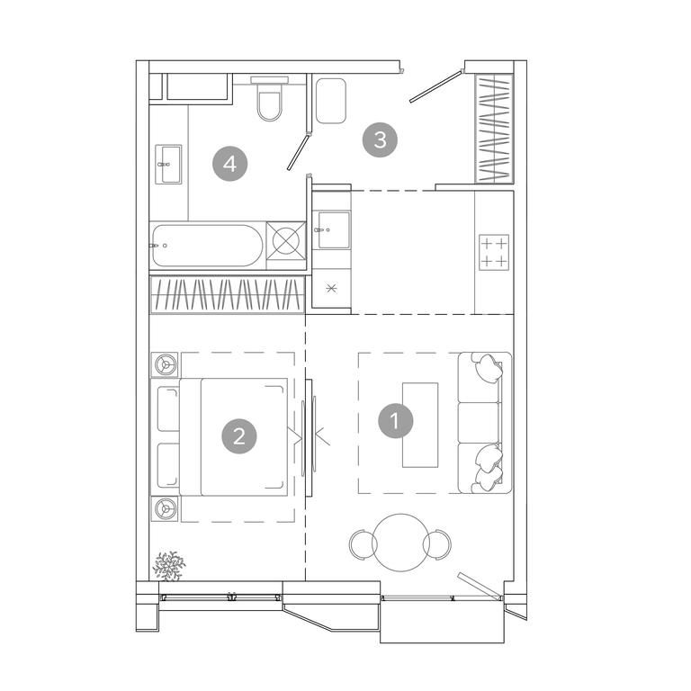 1-BD Apartment Sale, 41平方米 at UNO.Sokolinaya Gora, 8th Sokolinoy Gory Street, 26, Moscow, Russia #2