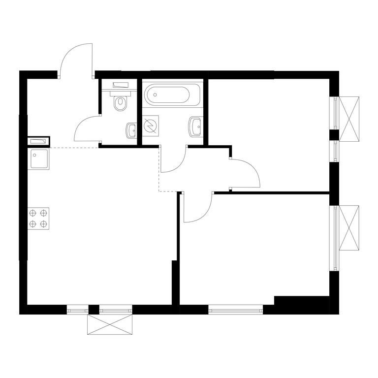 2-BD Apartment Sale, 47.8 sq. m. at Kuzminskiy Les, mikrorayon Belaya Dacha, 25, Kotelniki, Moscow Region, Russia #1