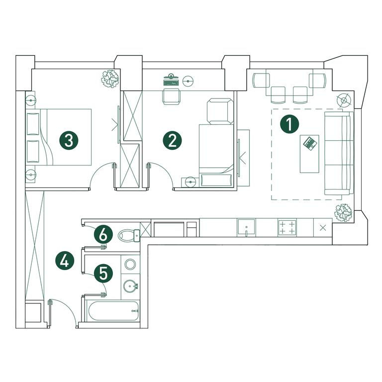 2-BD Apartment Sale, 61.5 sq. m. at Very, Botanicheskaya Street, 29, Moscow, Russia #2