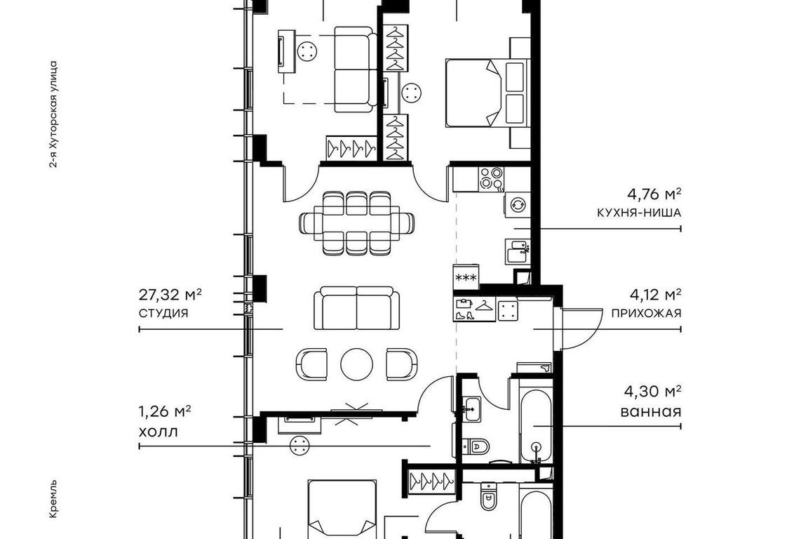 3-BD Apartment Sale, 86.2 sq. m. at Symphony 34, 2nd Khutorskaya Street, 38А, Moscow, Russia #2 3-BD Apartment Sale, 86.2 sq. m. at Symphony 34, 2nd Khutorskaya Street, 38А, Moscow, Russia #2
