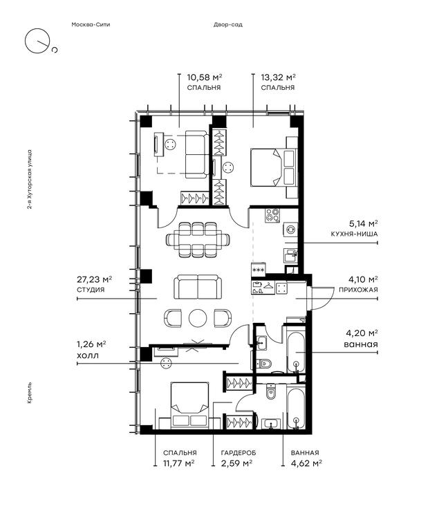 3-BD Apartment Sale, 85.7 sq. m. at Symphony 34, 2nd Khutorskaya Street, 38А, Moscow, Russia #1 3-BD Apartment Sale, 85.7 sq. m. at Symphony 34, 2nd Khutorskaya Street, 38А, Moscow, Russia #1