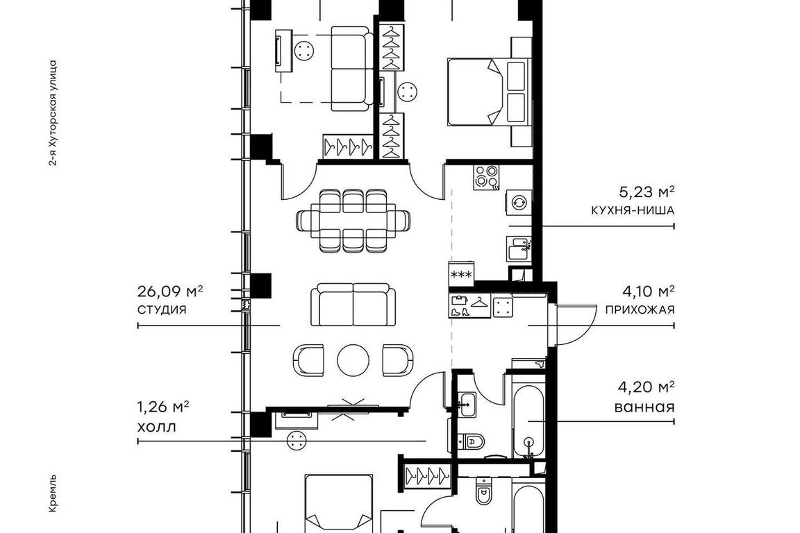 3-BD Apartment Sale, 83.8 sq. m. at Symphony 34, 2nd Khutorskaya Street, 38А, Moscow, Russia #2 3-BD Apartment Sale, 83.8 sq. m. at Symphony 34, 2nd Khutorskaya Street, 38А, Moscow, Russia #2