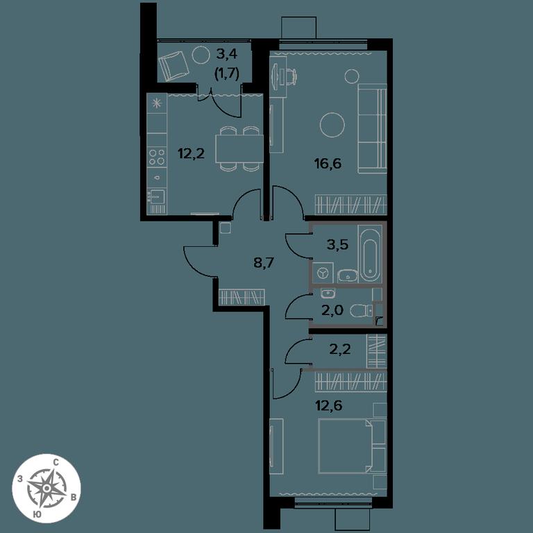 2-BD Apartment Sale, 59.5平方米 at Pervy Donskoj, zhiloy mikrorayon Sapronovo, derevnya Sapronovo, Leninskiy City District, Moscow Region, Russia #1 2-BD Apartment Sale, 59.5平方米 at Pervy Donskoj, zhiloy mikrorayon Sapronovo, derevnya Sapronovo, Leninskiy City District, Moscow Region, Russia #1