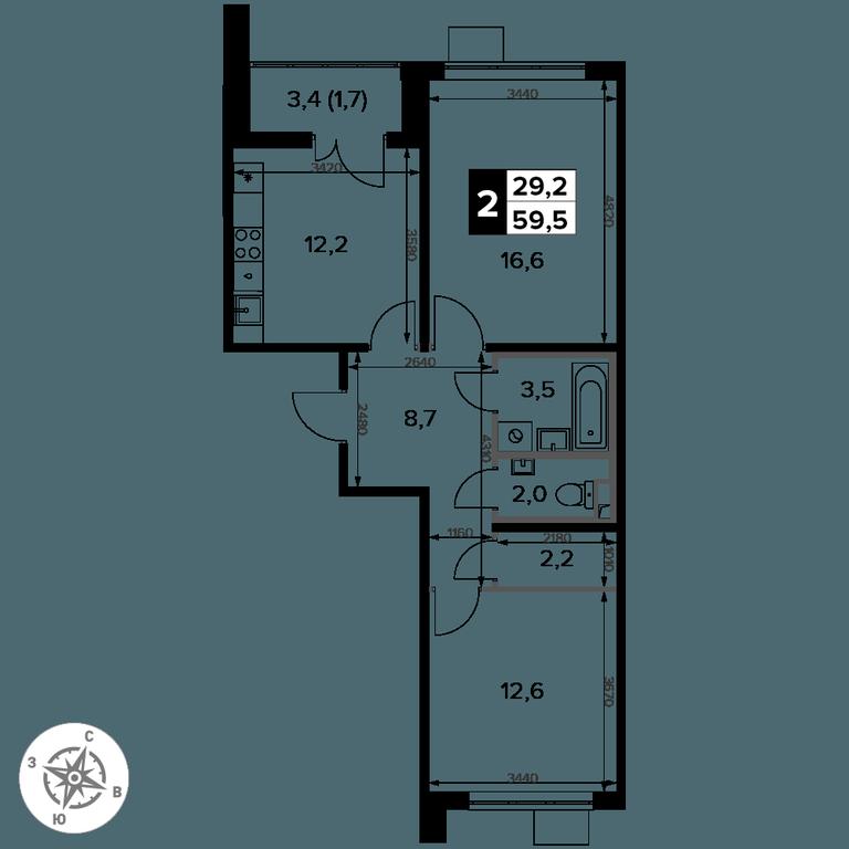 2-BD Apartment Sale, 59.5平方米 at Pervy Donskoj, zhiloy mikrorayon Sapronovo, derevnya Sapronovo, Leninskiy City District, Moscow Region, Russia #2 2-BD Apartment Sale, 59.5平方米 at Pervy Donskoj, zhiloy mikrorayon Sapronovo, derevnya Sapronovo, Leninskiy City District, Moscow Region, Russia #2