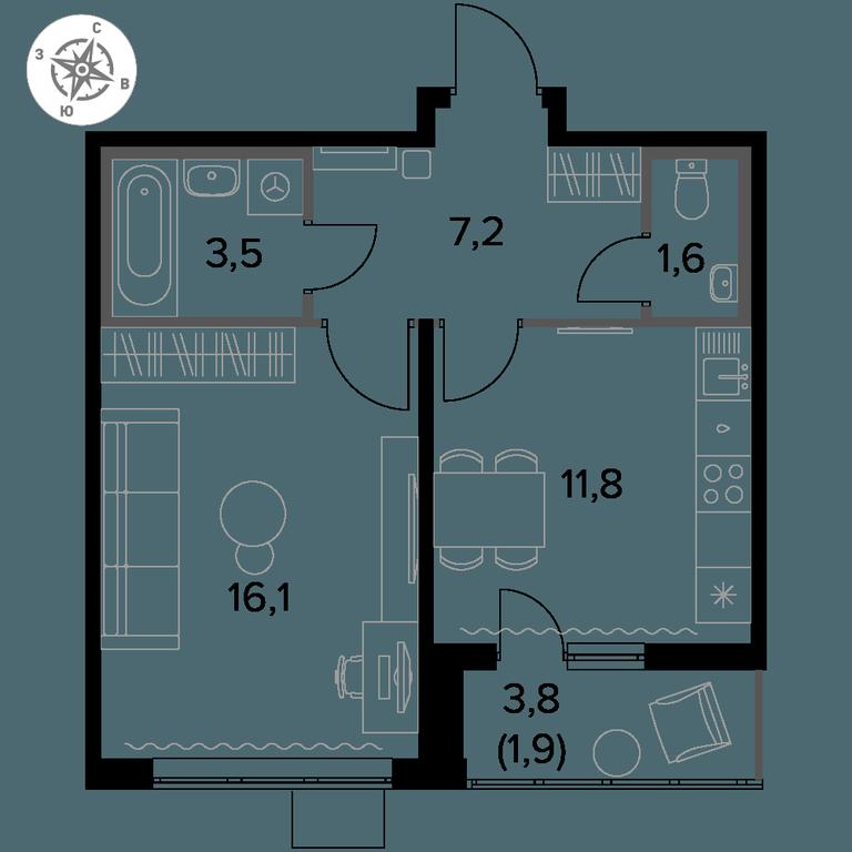 1-BD Apartment Sale, 42.1 sq. m. at Pervy Donskoj, zhiloy mikrorayon Sapronovo, derevnya Sapronovo, Leninskiy City District, Moscow Region, Russia #1 1-BD Apartment Sale, 42.1 sq. m. at Pervy Donskoj, zhiloy mikrorayon Sapronovo, derevnya Sapronovo, Leninskiy City District, Moscow Region, Russia #1
