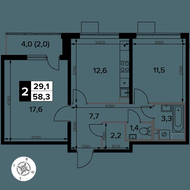 2-BD Apartment Sale, 58.3 sq. m. at Pervy Donskoj, zhiloy mikrorayon Sapronovo, derevnya Sapronovo, Leninskiy City District, Moscow Region, Russia #2 2-BD Apartment Sale, 58.3 sq. m. at Pervy Donskoj, zhiloy mikrorayon Sapronovo, derevnya Sapronovo, Leninskiy City District, Moscow Region, Russia #2