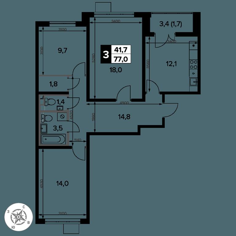 3-BD Apartment Sale, 77 sq. m. at Pervy Donskoj, zhiloy mikrorayon Sapronovo, derevnya Sapronovo, Leninskiy City District, Moscow Region, Russia #2 3-BD Apartment Sale, 77 sq. m. at Pervy Donskoj, zhiloy mikrorayon Sapronovo, derevnya Sapronovo, Leninskiy City District, Moscow Region, Russia #2