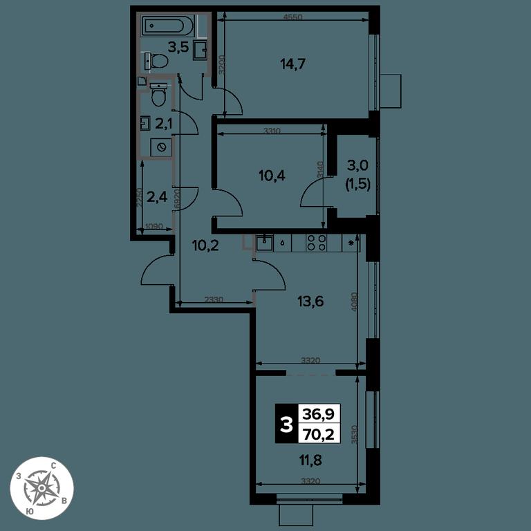3-BD Apartment Sale, 70.2 sq. m. at Pervy Donskoj, zhiloy mikrorayon Sapronovo, derevnya Sapronovo, Leninskiy City District, Moscow Region, Russia #2 3-BD Apartment Sale, 70.2 sq. m. at Pervy Donskoj, zhiloy mikrorayon Sapronovo, derevnya Sapronovo, Leninskiy City District, Moscow Region, Russia #2