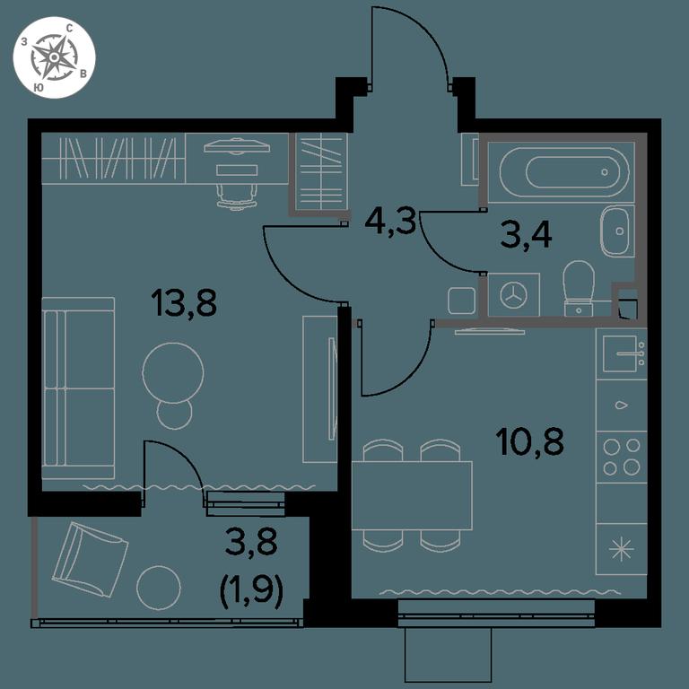 1-BD Apartment Sale, 34.2 sq. m. at Pervy Donskoj, zhiloy mikrorayon Sapronovo, derevnya Sapronovo, Leninskiy City District, Moscow Region, Russia #1 1-BD Apartment Sale, 34.2 sq. m. at Pervy Donskoj, zhiloy mikrorayon Sapronovo, derevnya Sapronovo, Leninskiy City District, Moscow Region, Russia #1