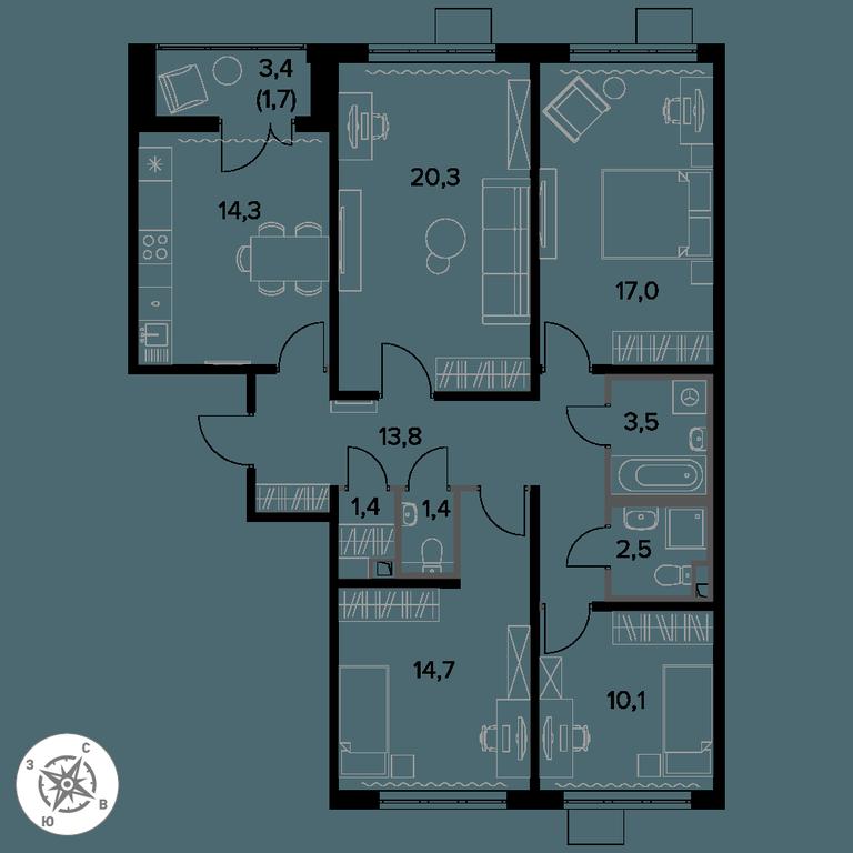 4-BD Apartment Sale, 100.7 sq. m. at Pervy Donskoj, zhiloy mikrorayon Sapronovo, derevnya Sapronovo, Leninskiy City District, Moscow Region, Russia #1 4-BD Apartment Sale, 100.7 sq. m. at Pervy Donskoj, zhiloy mikrorayon Sapronovo, derevnya Sapronovo, Leninskiy City District, Moscow Region, Russia #1