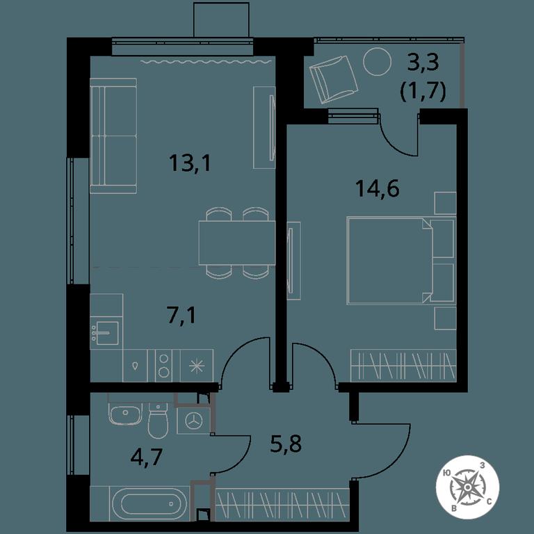 2-BD Apartment Sale, 47平方米 at Pervy Donskoj, zhiloy mikrorayon Sapronovo, derevnya Sapronovo, Leninskiy City District, Moscow Region, Russia #1 2-BD Apartment Sale, 47平方米 at Pervy Donskoj, zhiloy mikrorayon Sapronovo, derevnya Sapronovo, Leninskiy City District, Moscow Region, Russia #1