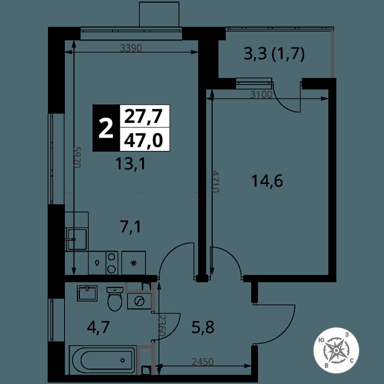 2-BD Apartment Sale, 47平方米 at Pervy Donskoj, zhiloy mikrorayon Sapronovo, derevnya Sapronovo, Leninskiy City District, Moscow Region, Russia #2 2-BD Apartment Sale, 47平方米 at Pervy Donskoj, zhiloy mikrorayon Sapronovo, derevnya Sapronovo, Leninskiy City District, Moscow Region, Russia #2