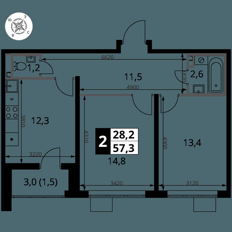 2-BD Apartment Sale, 57.3 sq. m. at Pervy Donskoj, zhiloy mikrorayon Sapronovo, derevnya Sapronovo, Leninskiy City District, Moscow Region, Russia #2 2-BD Apartment Sale, 57.3 sq. m. at Pervy Donskoj, zhiloy mikrorayon Sapronovo, derevnya Sapronovo, Leninskiy City District, Moscow Region, Russia #2