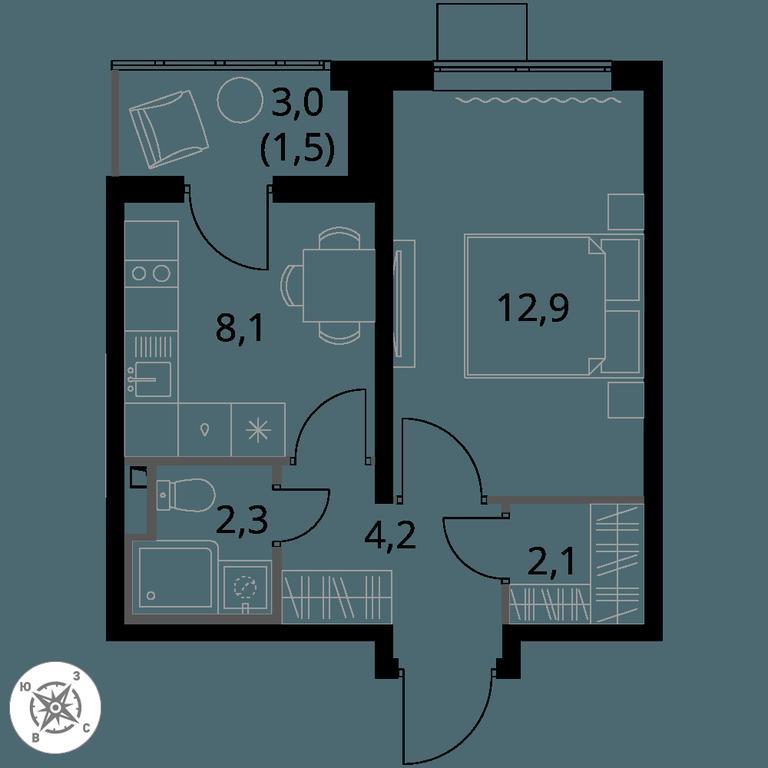 1-BD Apartment Sale, 31.1 sq. m. at Pervy Donskoj, zhiloy mikrorayon Sapronovo, derevnya Sapronovo, Leninskiy City District, Moscow Region, Russia #1 1-BD Apartment Sale, 31.1 sq. m. at Pervy Donskoj, zhiloy mikrorayon Sapronovo, derevnya Sapronovo, Leninskiy City District, Moscow Region, Russia #1