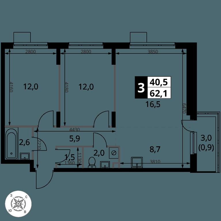 3-BD Apartment Sale, 62.1 sq. m. at Pervy Donskoj, zhiloy mikrorayon Sapronovo, derevnya Sapronovo, Leninskiy City District, Moscow Region, Russia #2 3-BD Apartment Sale, 62.1 sq. m. at Pervy Donskoj, zhiloy mikrorayon Sapronovo, derevnya Sapronovo, Leninskiy City District, Moscow Region, Russia #2