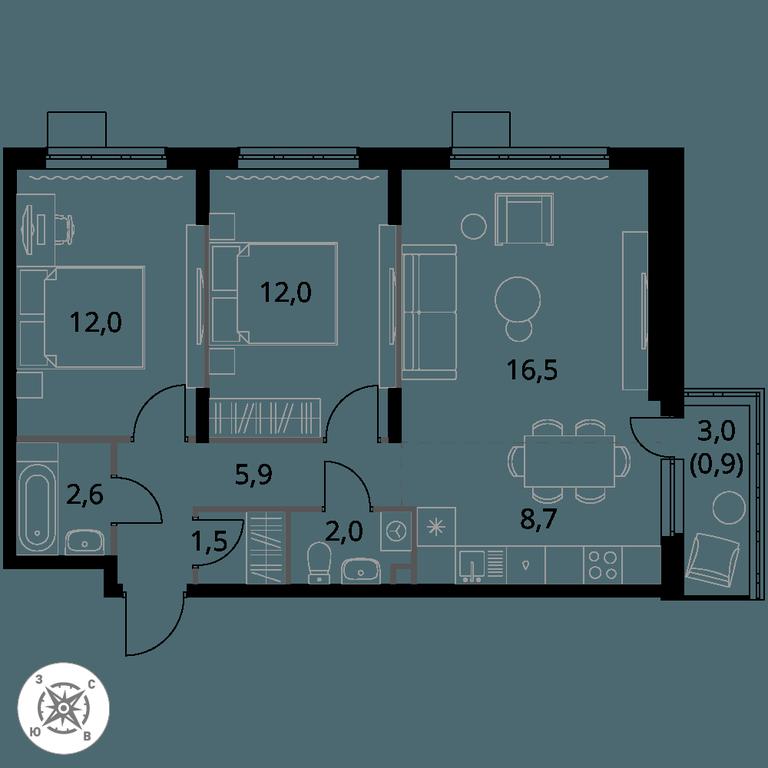 3-BD Apartment Sale, 62.1 sq. m. at Pervy Donskoj, zhiloy mikrorayon Sapronovo, derevnya Sapronovo, Leninskiy City District, Moscow Region, Russia #1 3-BD Apartment Sale, 62.1 sq. m. at Pervy Donskoj, zhiloy mikrorayon Sapronovo, derevnya Sapronovo, Leninskiy City District, Moscow Region, Russia #1