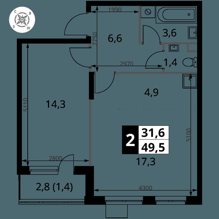 2-BD Apartment Sale, 49.5 sq. m. at Pervy Donskoj, zhiloy mikrorayon Sapronovo, derevnya Sapronovo, Leninskiy City District, Moscow Region, Russia #2 2-BD Apartment Sale, 49.5 sq. m. at Pervy Donskoj, zhiloy mikrorayon Sapronovo, derevnya Sapronovo, Leninskiy City District, Moscow Region, Russia #2