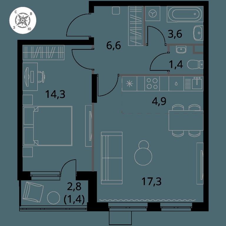 2-BD Apartment Sale, 49.5 sq. m. at Pervy Donskoj, zhiloy mikrorayon Sapronovo, derevnya Sapronovo, Leninskiy City District, Moscow Region, Russia #1 2-BD Apartment Sale, 49.5 sq. m. at Pervy Donskoj, zhiloy mikrorayon Sapronovo, derevnya Sapronovo, Leninskiy City District, Moscow Region, Russia #1