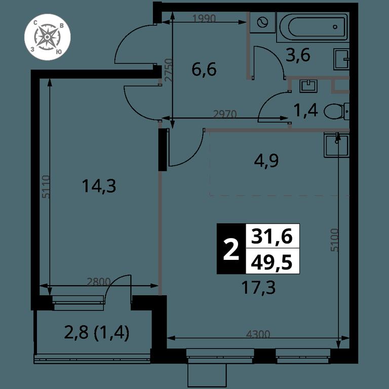 2-BD Apartment Sale, 49.5 sq. m. at Pervy Donskoj, zhiloy mikrorayon Sapronovo, derevnya Sapronovo, Leninskiy City District, Moscow Region, Russia #2 2-BD Apartment Sale, 49.5 sq. m. at Pervy Donskoj, zhiloy mikrorayon Sapronovo, derevnya Sapronovo, Leninskiy City District, Moscow Region, Russia #2