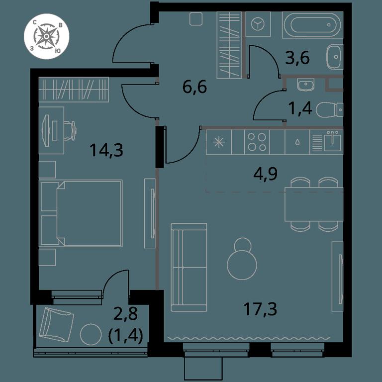 2-BD Apartment Sale, 49.5 sq. m. at Pervy Donskoj, zhiloy mikrorayon Sapronovo, derevnya Sapronovo, Leninskiy City District, Moscow Region, Russia #1 2-BD Apartment Sale, 49.5 sq. m. at Pervy Donskoj, zhiloy mikrorayon Sapronovo, derevnya Sapronovo, Leninskiy City District, Moscow Region, Russia #1