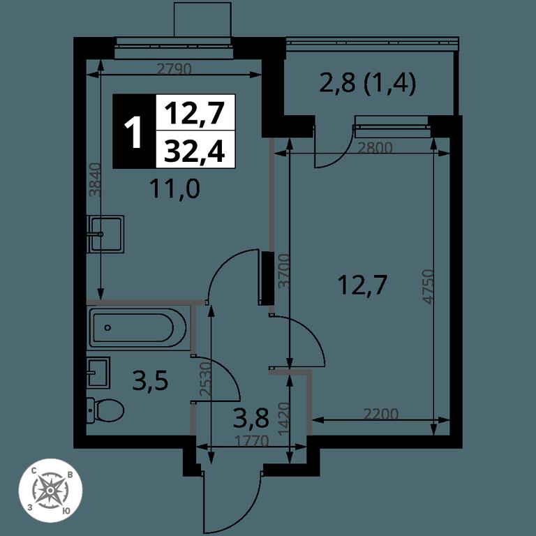 1-BD Apartment Sale, 32.4平方米 at Pervy Donskoj, zhiloy mikrorayon Sapronovo, derevnya Sapronovo, Leninskiy City District, Moscow Region, Russia #2 1-BD Apartment Sale, 32.4平方米 at Pervy Donskoj, zhiloy mikrorayon Sapronovo, derevnya Sapronovo, Leninskiy City District, Moscow Region, Russia #2
