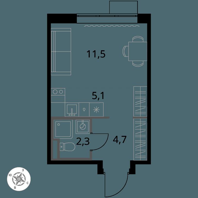 Apartment Sale, 23.6 sq. m. at Pervy Donskoj, zhiloy mikrorayon Sapronovo, derevnya Sapronovo, Leninskiy City District, Moscow Region, Russia #1